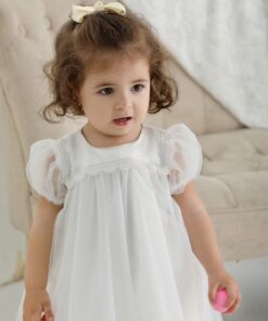 Alternative view of Vestido Infantil Zaya Menina Bebê Princesa Festa Casamento Batizado Manga Puff Branco Premium Luxo