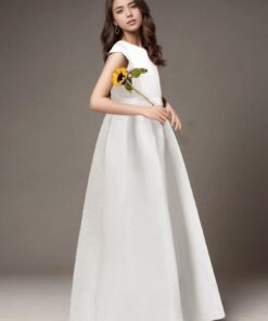 Alternative view of Vestido Infantil Giovanna Longo Branco em Tafetá Menina Elegante Cerimônia Premium Luxo