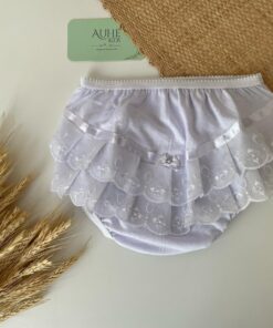 Calcinha Infantil Menina em Algodão e Laise Laço Bebê Festas Batizado