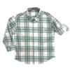 Camisa Infantil Menino Masculina Xadrez Branca Verde e Marrom em Manga Longa