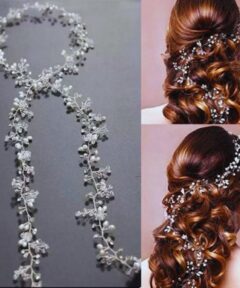 Arranjo Infantil Para Penteado de Cabelo Branco Prata com Pérolas Penteado Daminha Batizado