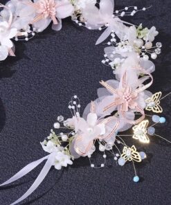 Alternative view of Arranjo Infantil Fada Faixa de cabelo com Flores e Borboletas Grinalda Penteado Daminha Festas