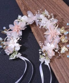 Arranjo Infantil Fada Faixa de cabelo com Flores e Borboletas Grinalda Penteado Daminha Festas