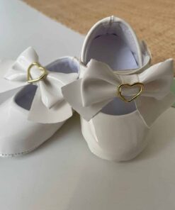 Alternative view of Sapatilha Bebê Emili Feminino Branco em Verniz com Laço e Coração Batizado Menina do 13 ao 17