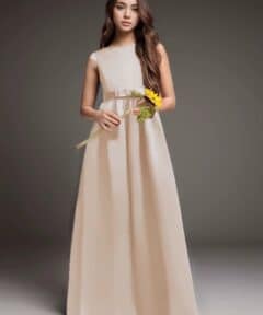 Vestido Infantil Giovanna Longo Champagne em Tafetá Menina Elegante Cerimônia Premium Luxo