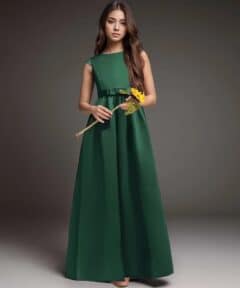 Vestido Infantil Giovanna Longo Verde em Tafetá Menina Elegante Cerimônia Premium Luxo