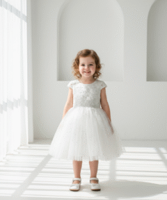 Vestido Maria Clara Infantil Branco Festa de Anivers&aacute;rio Brilho Princesa Ver&atilde;o Menina