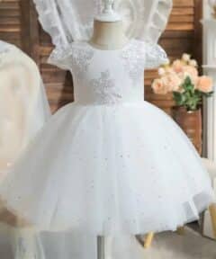 Vestido Maria Clara Infantil Branco Festa de Aniversário Brilho Princesa Verão Menina