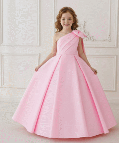Vestido Infantil Marjorie Longo Rosa em Cetim com Laço Ombro Festa Daminha Menina Premium Luxo