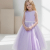 Vestido Infantil Louise Longo Lilás em Tule Elegante Festa Daminha Menina Premium Luxo