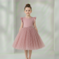 Vestido Infantil Melissa Rosé em Cetim e Tule com Costas em V e Laço Elegante Festa Daminha Menina Premium Luxo Juvenil - 10