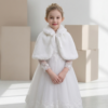 Chale Estola Casaco Infantil Branco de Pelúcia Batizado Casamento Festas